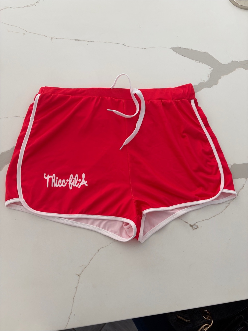 Women's Red Athletic Shorts with White Trim